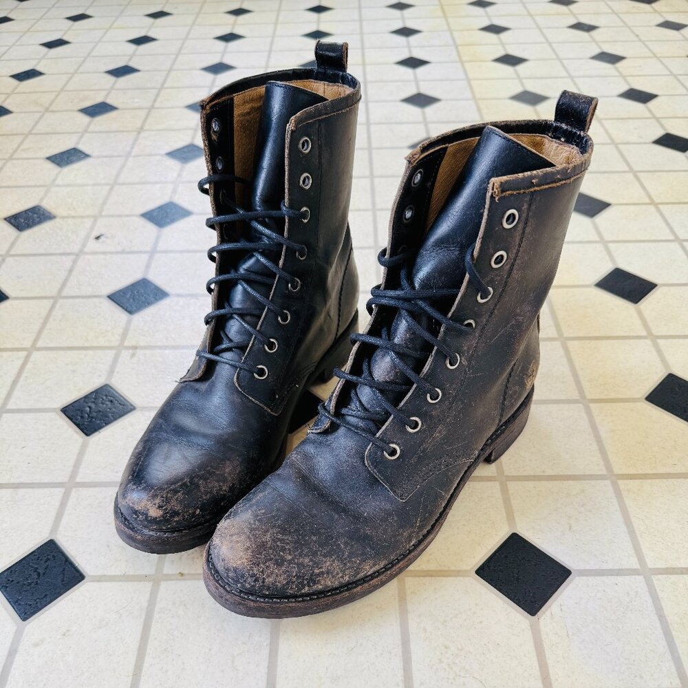 Frye Veronica Combat Boots - Antique Black - Size 10B